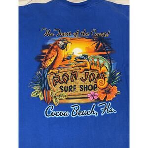 Vintage Ron Jon Surf Shop TShirt Mens Size Large Blue Cocoa Beach Toast Of Coast